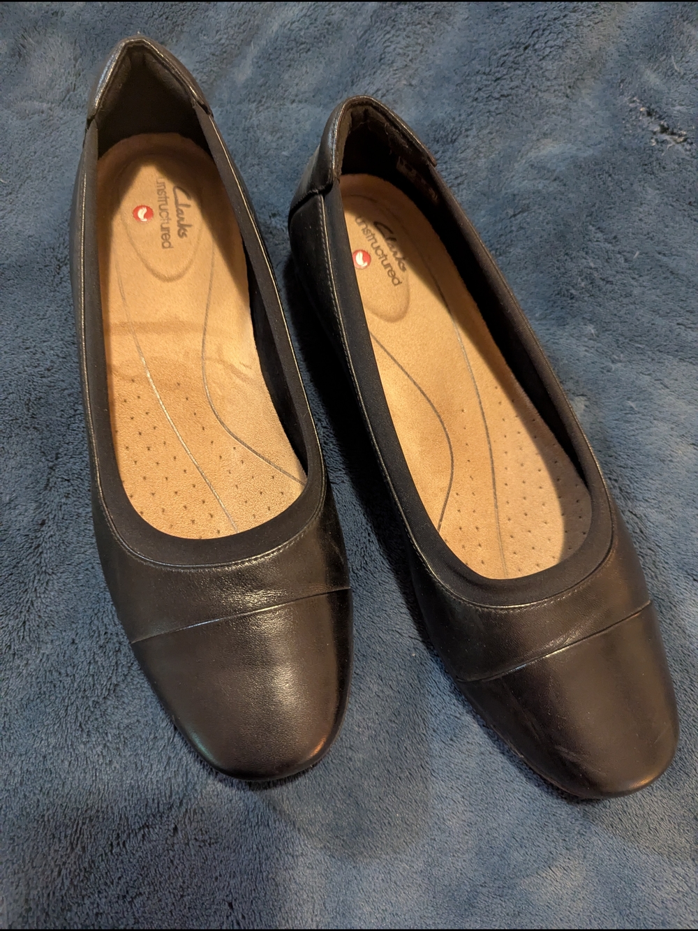 Clarks Black Leather Slip-On Flats